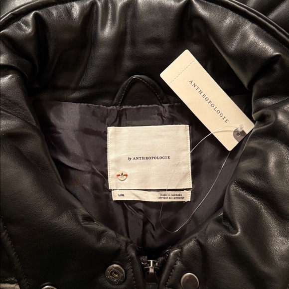 Anthropologie Faux Leather Puffer Vest - Picture 5 of 10